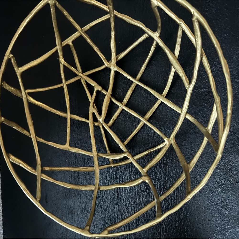 CB2 Sculptural Gold Wire Basket Bowl